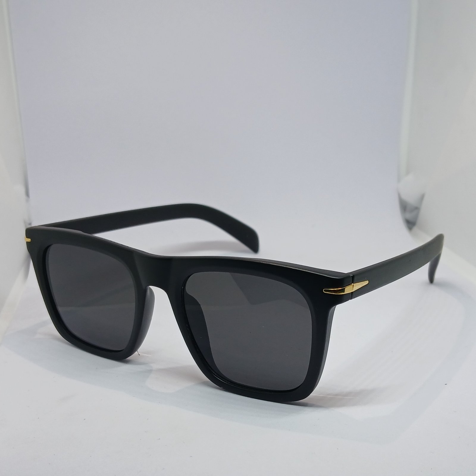 Matt Black UV Protected Rectangular Sunglasses For Men & Boys 